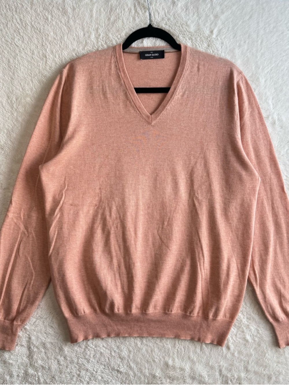 Gran Sasso Italy Sweater Men’s 52 Large Peach Cotton Cashmere Grandpacore Preppy
